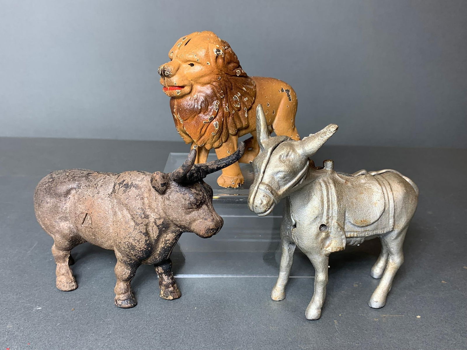 Three Antique Cast Iron Animal Figural Banks (1 of 16)