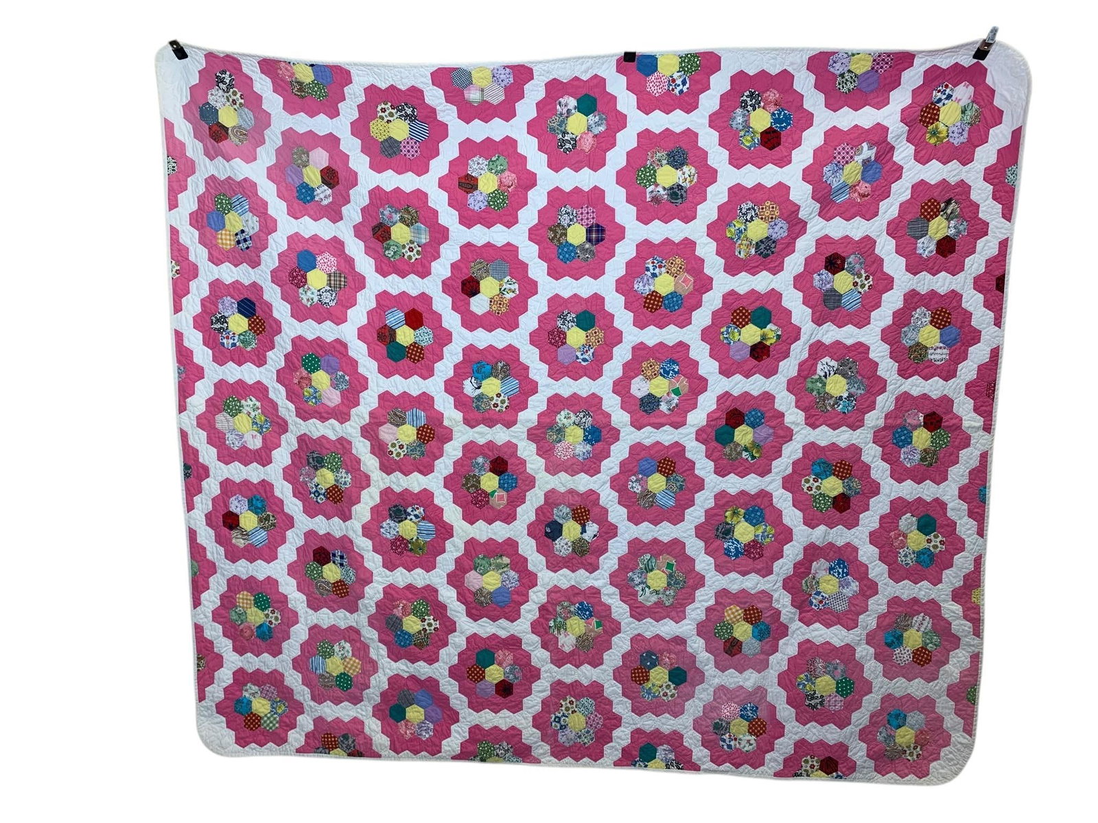 Large Vintage Hand Stitched Quilt 84" x 74" (1 of 5)