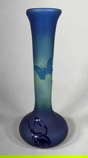 Vintage Cased Glass Butterfly Cameo Vase Pilgrim Signed: In-house shipping available. Pickup is Friday, May 23 from Noon to 6 pm at the home in Chesapeake, Ohio 45619 or we will provide in-house shipping for this item. We will charge $5 to bring this lot