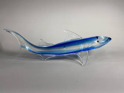 Rare Pilgrim Glass Shark 24" long Roberto Moretti: Excellent condition. In-house shipping available. Pickup is Friday, May 23 from Noon to 6 pm at the home in Chesapeake, Ohio 45619 or we will provide in-house shipping for this item. We will charge