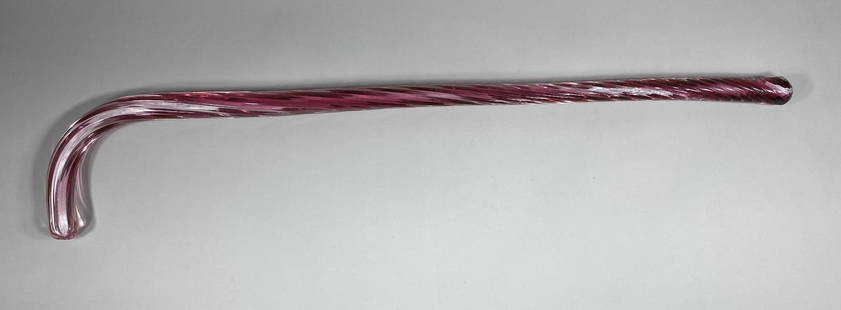 Italian Murano Glass Cane Red and White Center Clear: 33" long. Excellent condition. In-house shipping available. Pickup is Friday, May 23 from Noon to 6 pm at the home in Chesapeake, Ohio 45619 or we will provide in-house shipping for this item. We