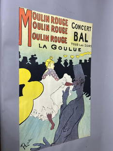 Moulin Rouge LaGoule Concert Bal Poster Henri de Toulouse Lautrec: 16" x 26". Early 20th century printing. Stone Lithography. In-house shipping available. Pickup is Friday, May 23 from Noon to 6 pm at the home in Chesapeake, Ohio 45619 or we will provide in-house