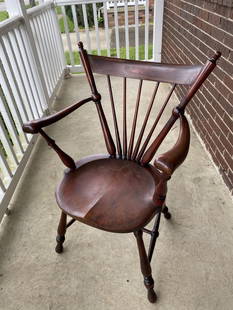 Unusual 19th Century Armchair w/Inlaid back: Nice early chair. 23" wide x 36" high. In-house shipping available. Pickup is Friday, May 23 from Noon to 6 pm at the home in Chesapeake, Ohio 45619 or we will provide in-house shipping for this