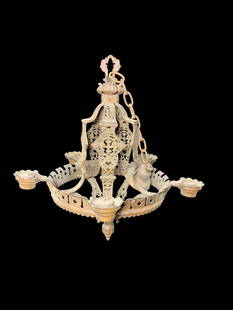 Antique Cast Metal Ceiling Light: In-house shipping available. Pickup is Friday, May 23 from Noon to 6 pm at the home in Chesapeake, Ohio 45619 or we will provide in-house shipping for this item. We will charge $15 to bring this lot b