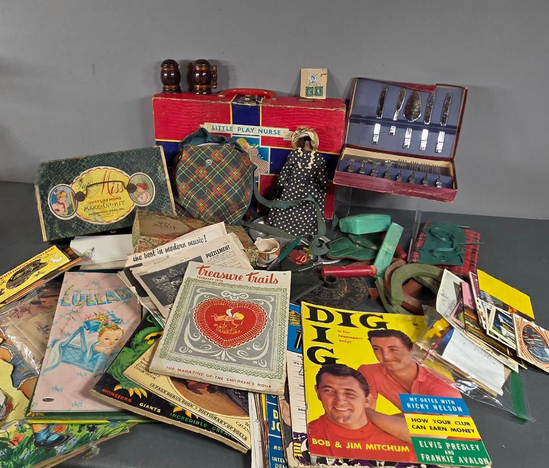 Vintage Magazines, Children's Books, Girl Scout Items, Travel Flatware, More: Salt and Pepper Shaker, More AB178