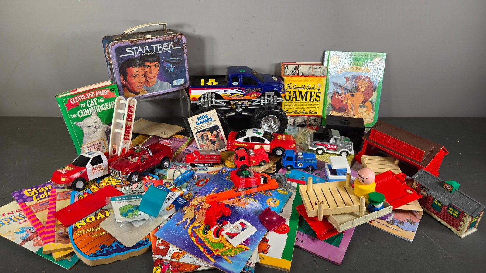 Vintage Toy Cars and Trucks, Children's Books, Star Trek Lunch Box, Monster Truck, More: In-house shipping available. Pickup is Thursday, May 29 from from 1 pm to 7 pm at our gallery in Lancaster, OH 43130 or we will provide in-house shipping for this item. We charge a $5/lot fee if you p