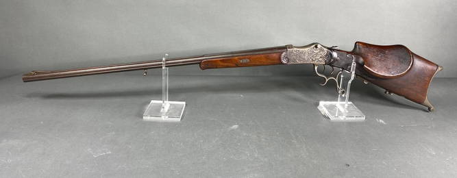 Rare German W. Holz Schuetzen Rifle Finely Engraved 8.15 x 46R