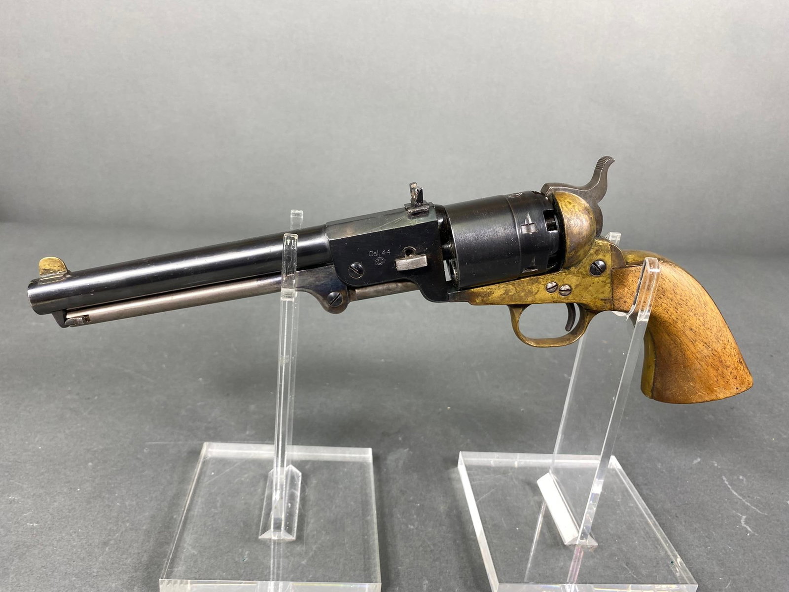 Navy Arms Italy Black Powder 1860 Army Pistol 7 3/8" bbl: MFG/IMPORTER: Navy Arms Italy MODEL: 1860 Army SERIAL: 3348 CALIBER/GAUGE: 44 CONDITION: Action good, bore good. SIZE: 7 3/8" bbl This item is either black powder or pre 1898, and thus does not requir