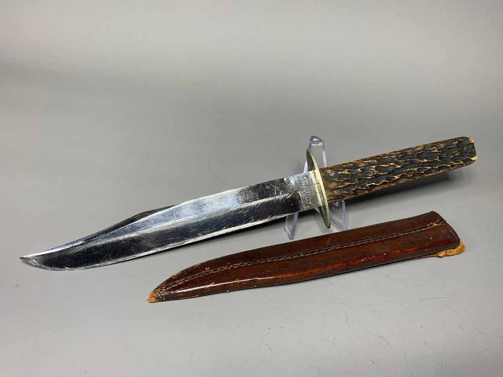 Rare 19th century Sheffield Bowie Knife Dickinson w/Sheath: In-house shipping available. Pickup is Thursday, May 29 from from 1 pm to 7 pm at our gallery in Lancaster, OH 43130 or we will provide in-house shipping for this item. We charge a $5/lot fee if you p