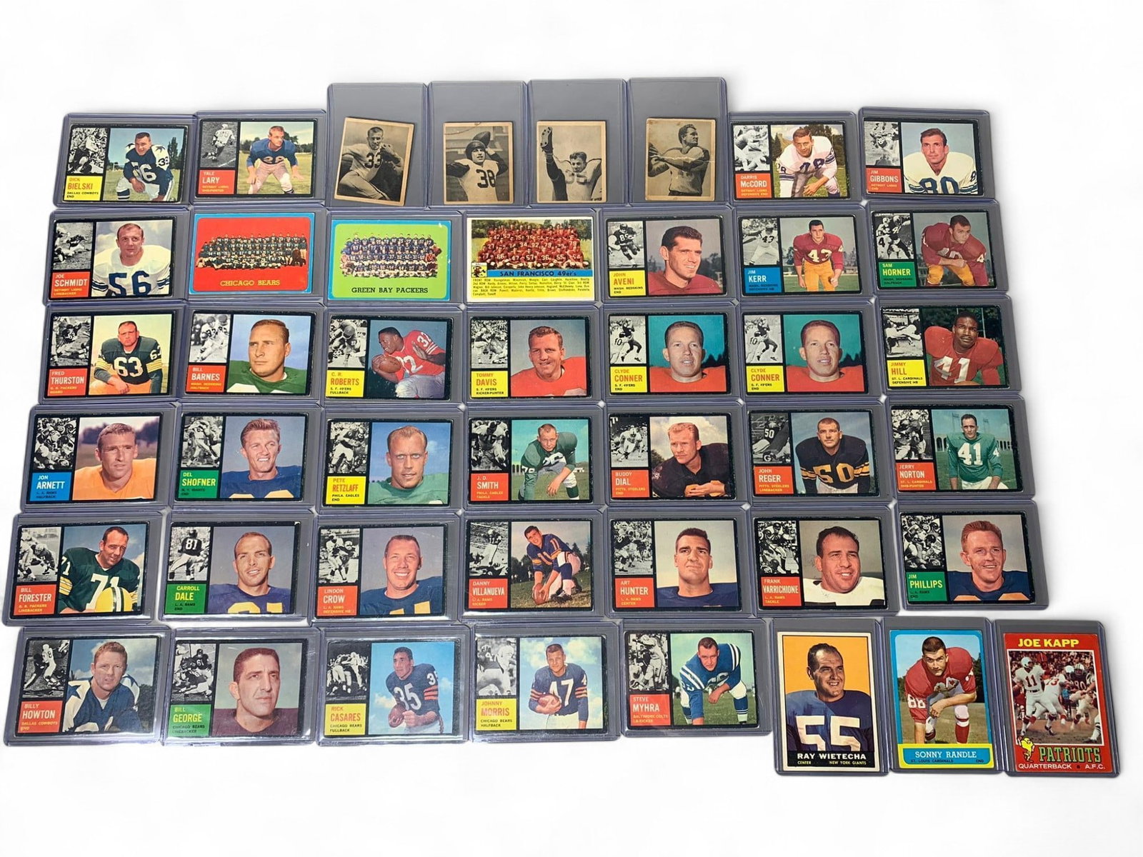 Misc Vintage Football Lot- 44 Cards- VG: Burns in-house (bidder arranged option on checkout) shipping available. Pickup is Thursday, June 26 from from 11 am to 7 pm at our gallery in Lancaster, OH 43130 or we will provide in-house shipping f