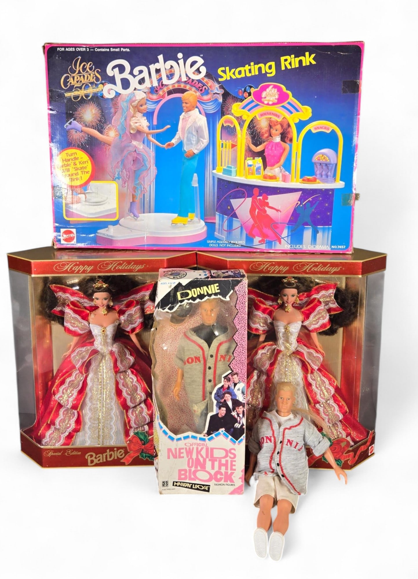 Vintage Barbie Dolls, Barbie Skating Rink, Donnie New Kids on the Block Doll: Burns in-house (bidder arranged option on checkout) shipping available. Pickup is Thursday, June 26 from from 11 am to 7 pm at our gallery in Lancaster, OH 43130 or we will provide in-house shipping f