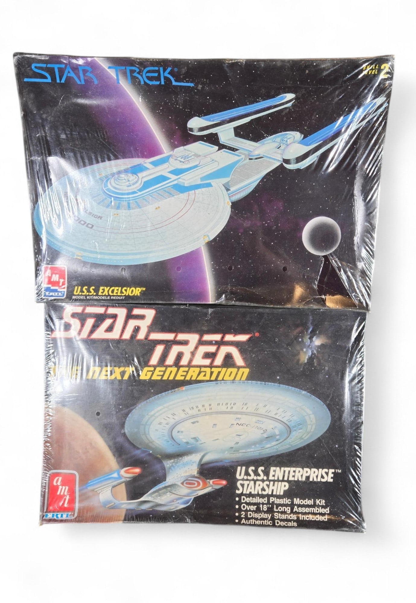 Vintage Star Trek AMT USS Excelsior and USS Enterprise Plastic Model Kits Sealed: Sealed. Burns in-house (bidder arranged option on checkout) shipping available. Pickup is Thursday, June 26 from from 11 am to 7 pm at our gallery in Lancaster, OH 43130 or we will provide in-house sh