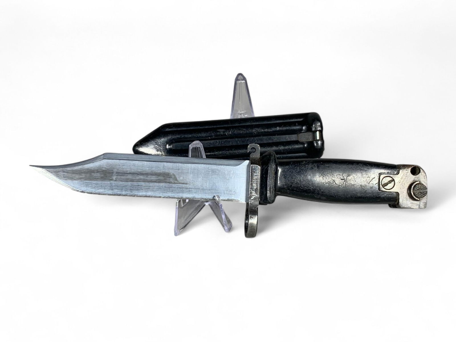 Vintage AK-47 Military Bayonet: Burns in-house shipping is available. pick up is Tuesday, July 28, from Noon to 7 pm at our gallery in Lancaster, Ohio 43130 or we will provide in-house shipping for this item. We will charge a $5 fee
