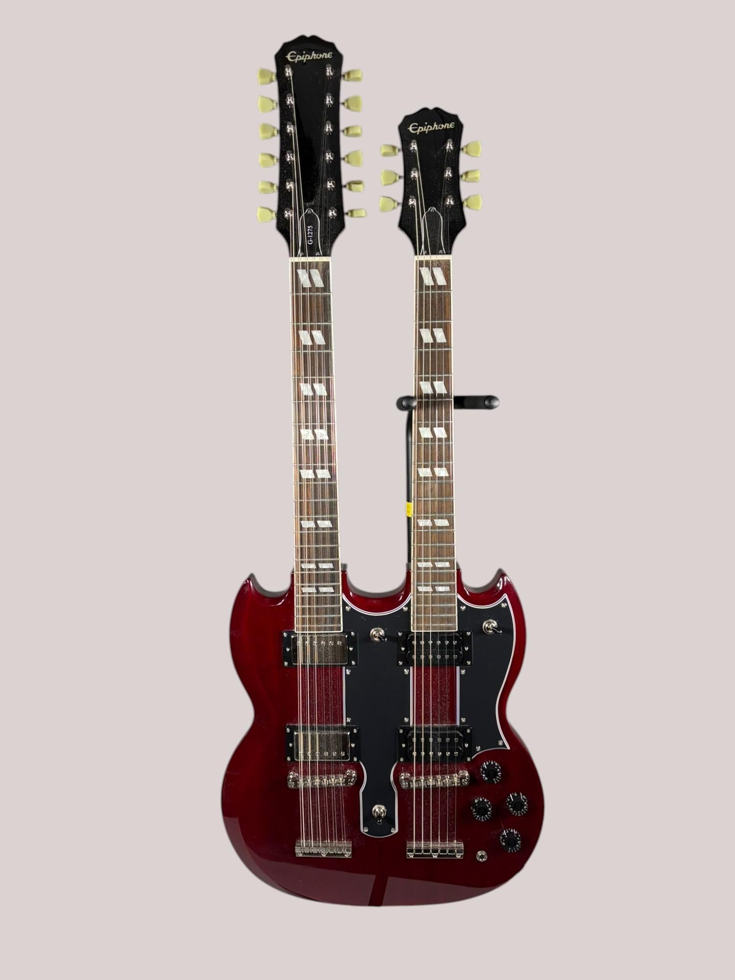 Epiphone G-1275 Double Electric Guitar Cherry 6 and 12 String: In hard case. Burns in-house shipping is available. pick up is Tuesday, July 28, from Noon to 7 pm at our gallery in Lancaster, Ohio 43130 or we will provide in-house shipping for this item. We will c