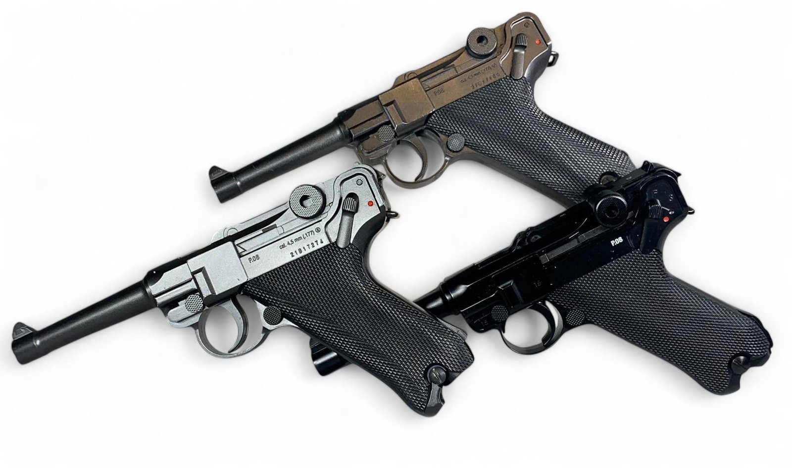 Group Lot of 3 Luger Type Air Guns Pistols: Burns in-house shipping is available. pick up is Tuesday, July 28, from Noon to 7 pm at our gallery in Lancaster, Ohio 43130 or we will provide in-house shipping for this item. We will charge a $5 fee