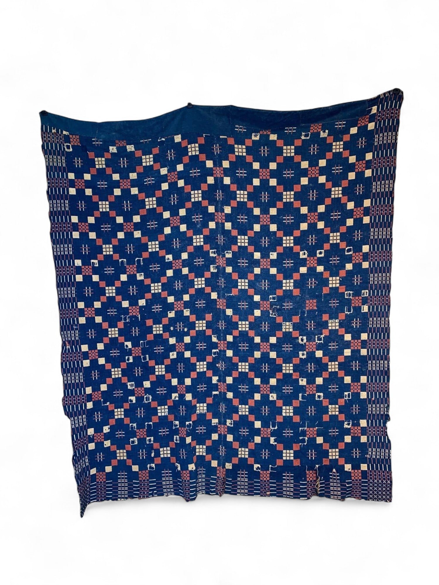Antique Handmade Coverlet 19th century Ohio 66" x 76": Burns in-house shipping is available. pick up is Tuesday, July 28, from Noon to 7 pm at our gallery in Lancaster, Ohio 43130 or we will provide in-house shipping for this item. We will charge a $5 fee