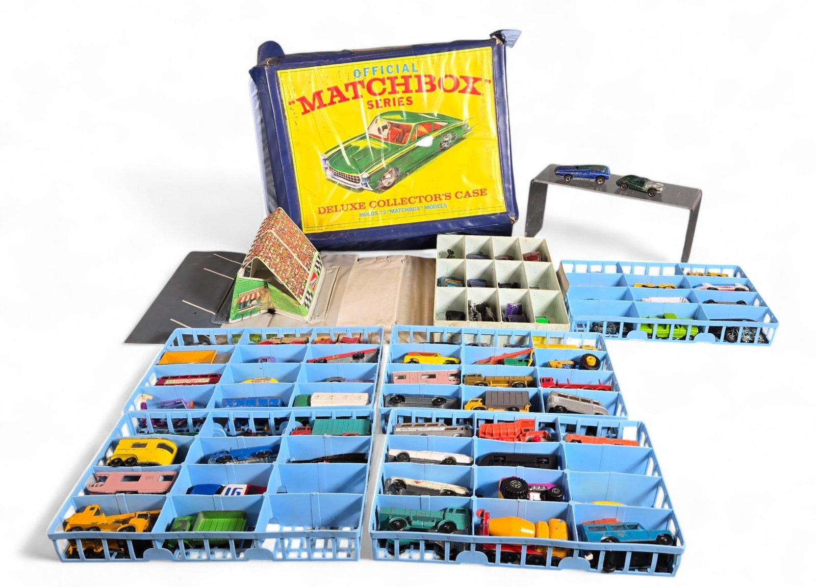 Vintage Group of Hot Wheels and Matchbox Car Cases and Cars: Burns in-house shipping is available. pick up is Tuesday, July 28, from Noon to 7 pm at our gallery in Lancaster, Ohio 43130 or we will provide in-house shipping for this item. We will charge a $5 fee