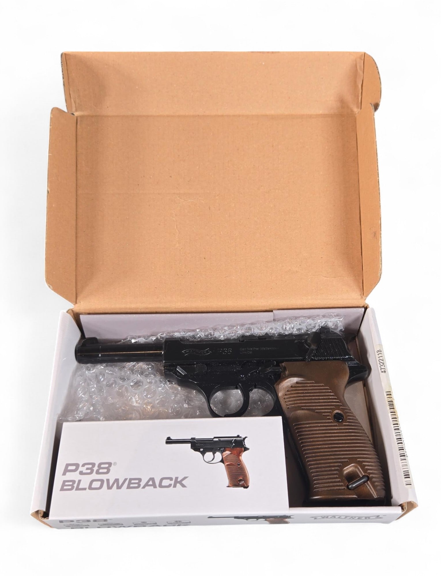 P38 Blowback Style Air Pistol in Box: Burns in-house shipping is available. pick up is Tuesday, July 28, from Noon to 7 pm at our gallery in Lancaster, Ohio 43130 or we will provide in-house shipping for this item. We will charge a $5 fee