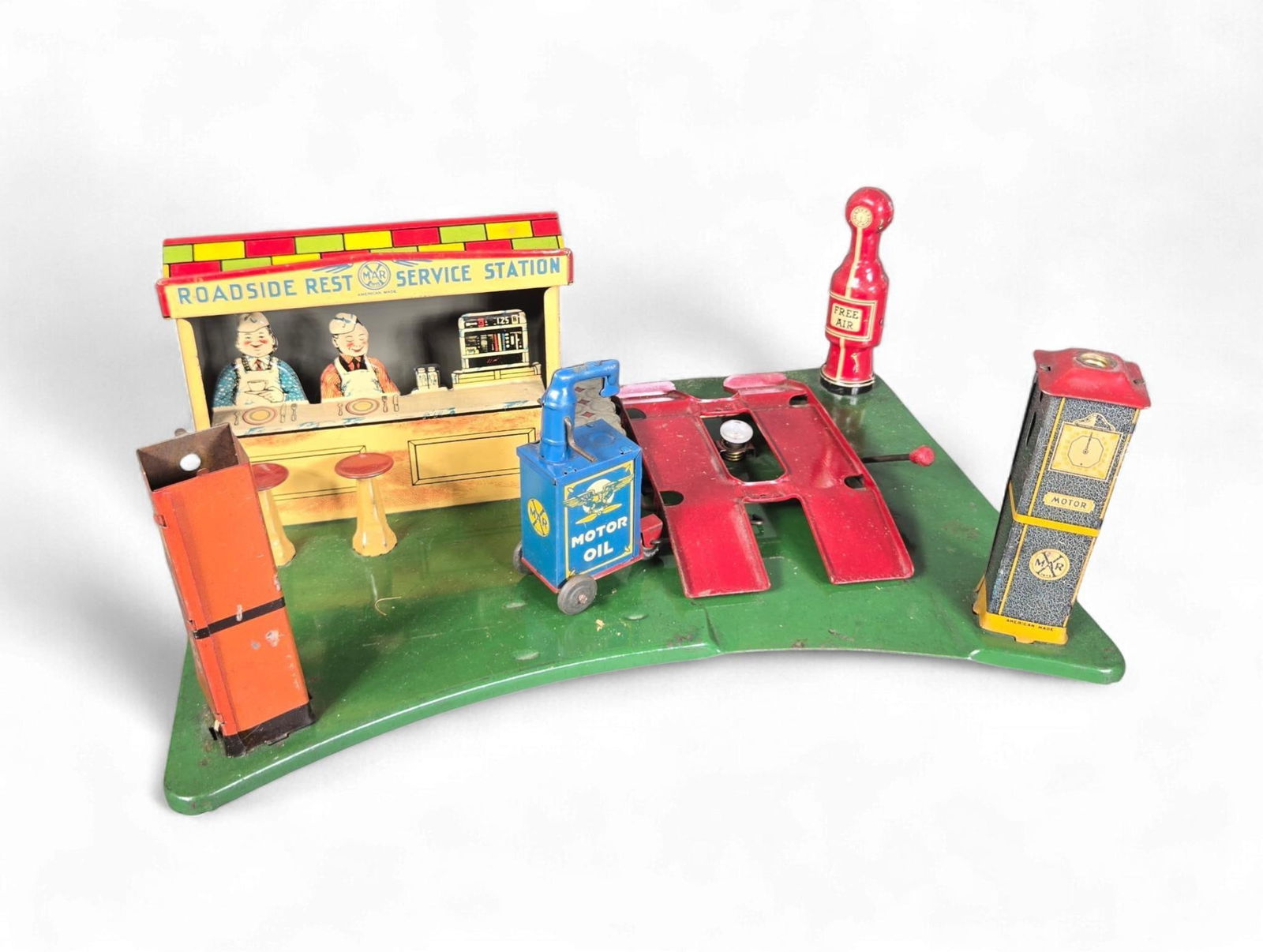 Marx "Roadside Rest Service Station" Tin Lithographed Toy Playset, circa 1930s (1 of 9)