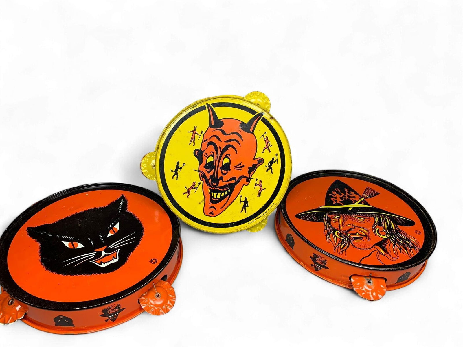 A Group of American Tin Lithographed Halloween Noisemakers by T. Cohn and Kirchhof (1 of 15)