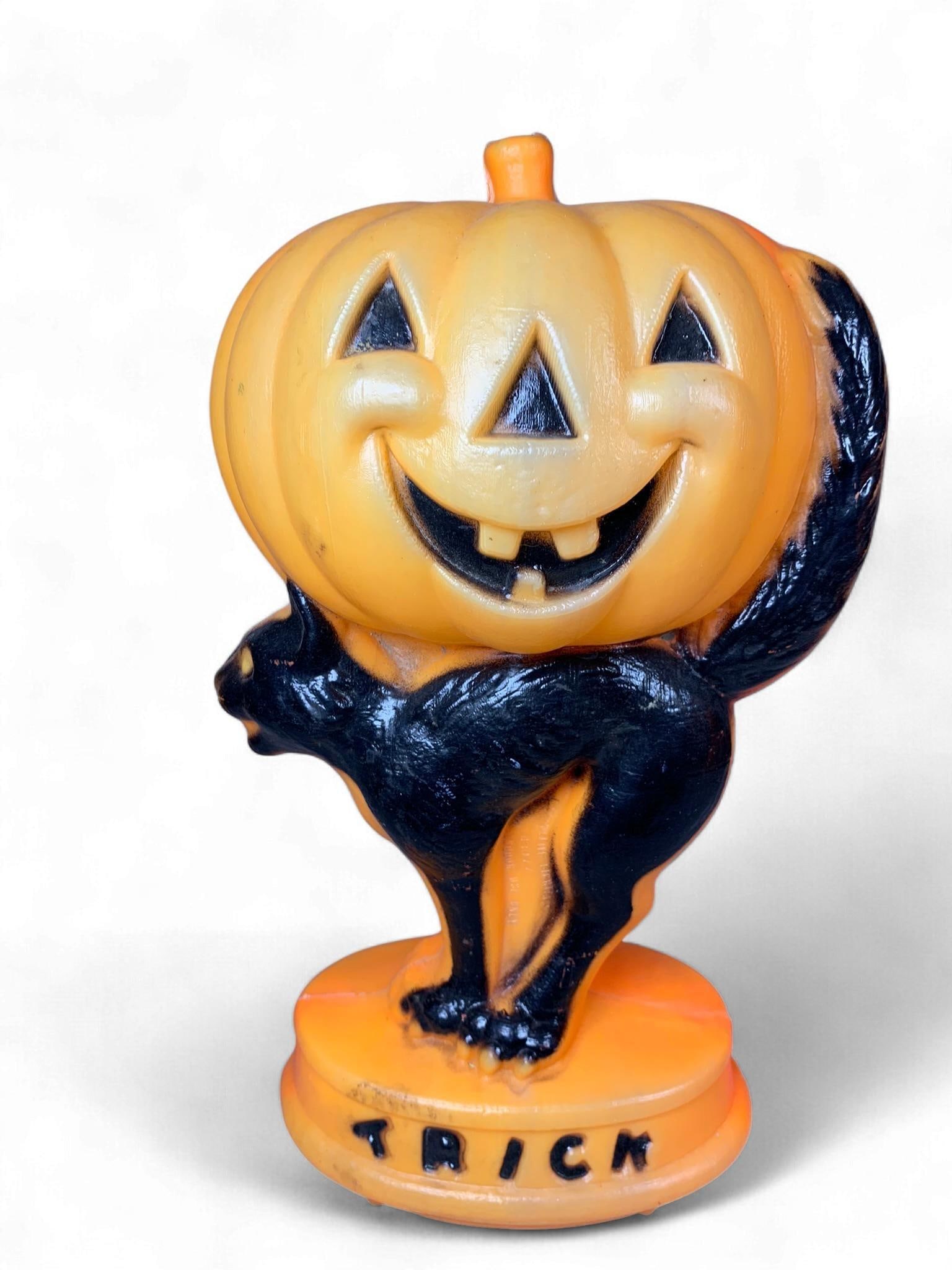 General Foam Plastics Corp. Vintage Halloween Jack-O'-Lantern and Black Cat 'Trick' Blow Mold Light (1 of 8)