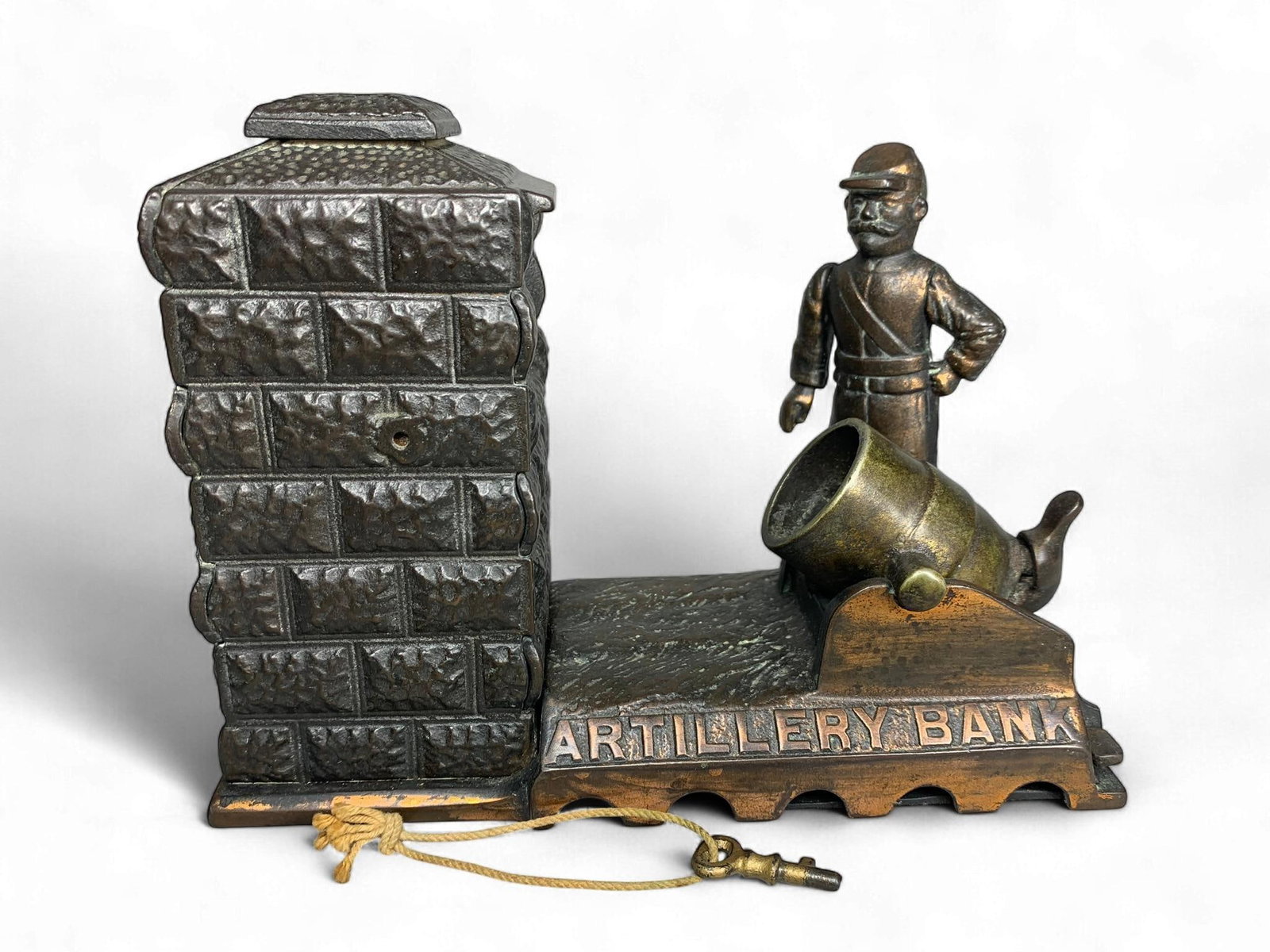 An Antique Cast Iron 'Artillery Bank' Mechanical Coin Bank, Patented 1892 (1 of 11)