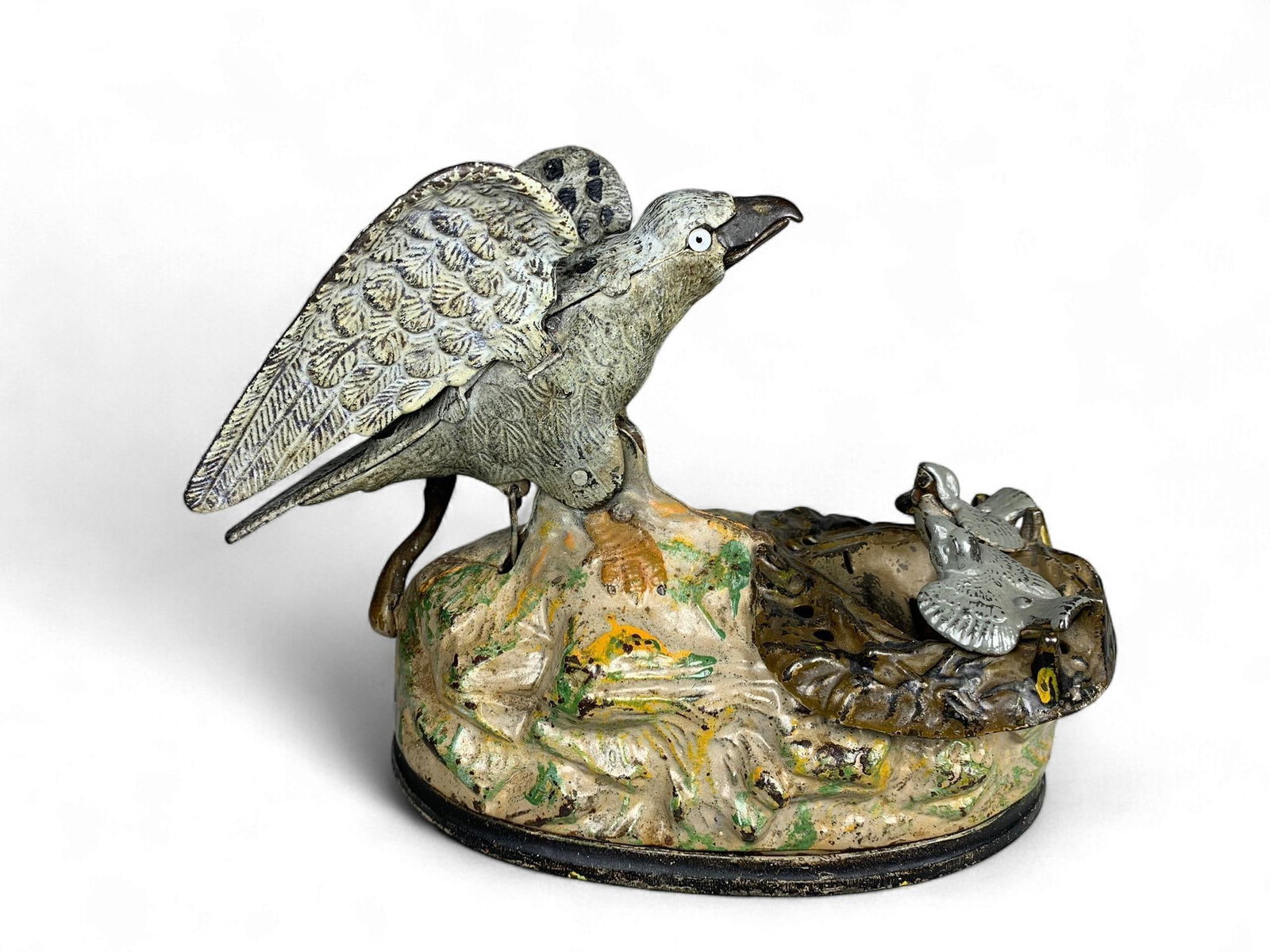 J. & E. Stevens & Co. 'Eagle and Eaglets' Mechanical Cast Iron Bank, Patented 1883 (1 of 11)