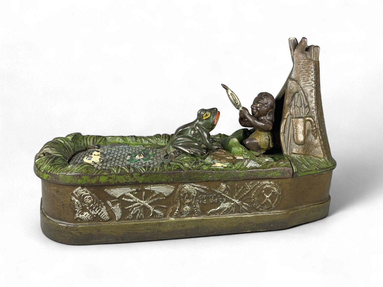 J. E. Stevens 'Chief Big Moon' Cast Iron Mechanical Bank (1 of 13)