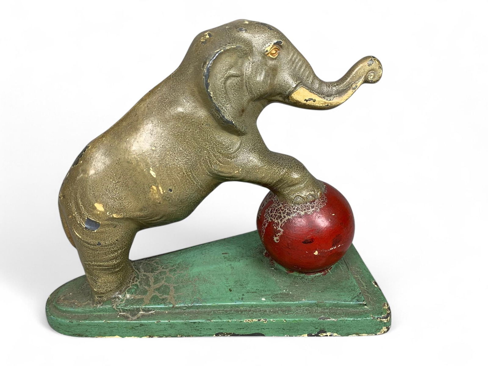 Bradley and Hubbard Cast Iron Circus Elephant Balancing on Ball Doorstop (1 of 6)