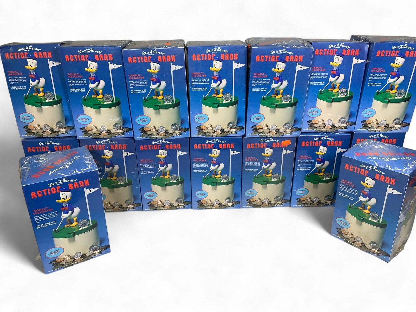 A Group of Walt Disney Donald the Golfer Action Banks by Paragon-Reiss, 1987 (1 of 6)
