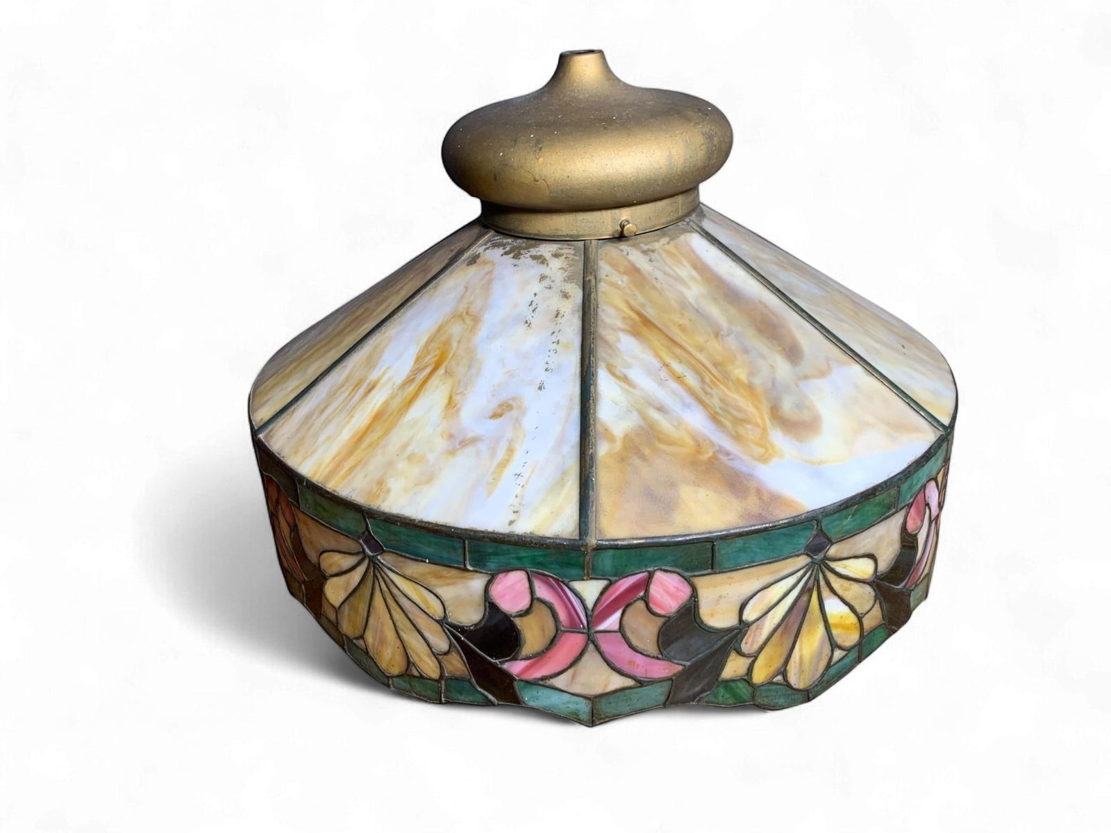 Vintage Art Nouveau / Arts and Crafts Leaded Stained Glass Lamp Shade (1 of 11)