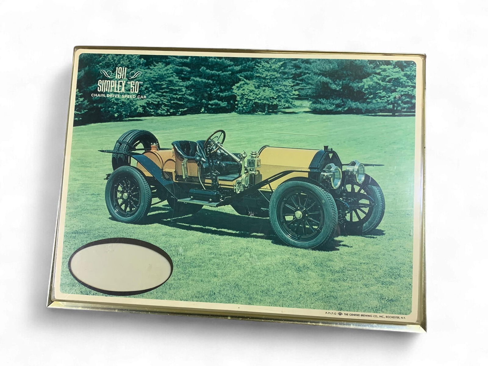 Vintage Genesee Beer Light-Up Advertising Sign featuring a 1911 Simplex "50" Chain Drive Speed Car,  (1 of 11)