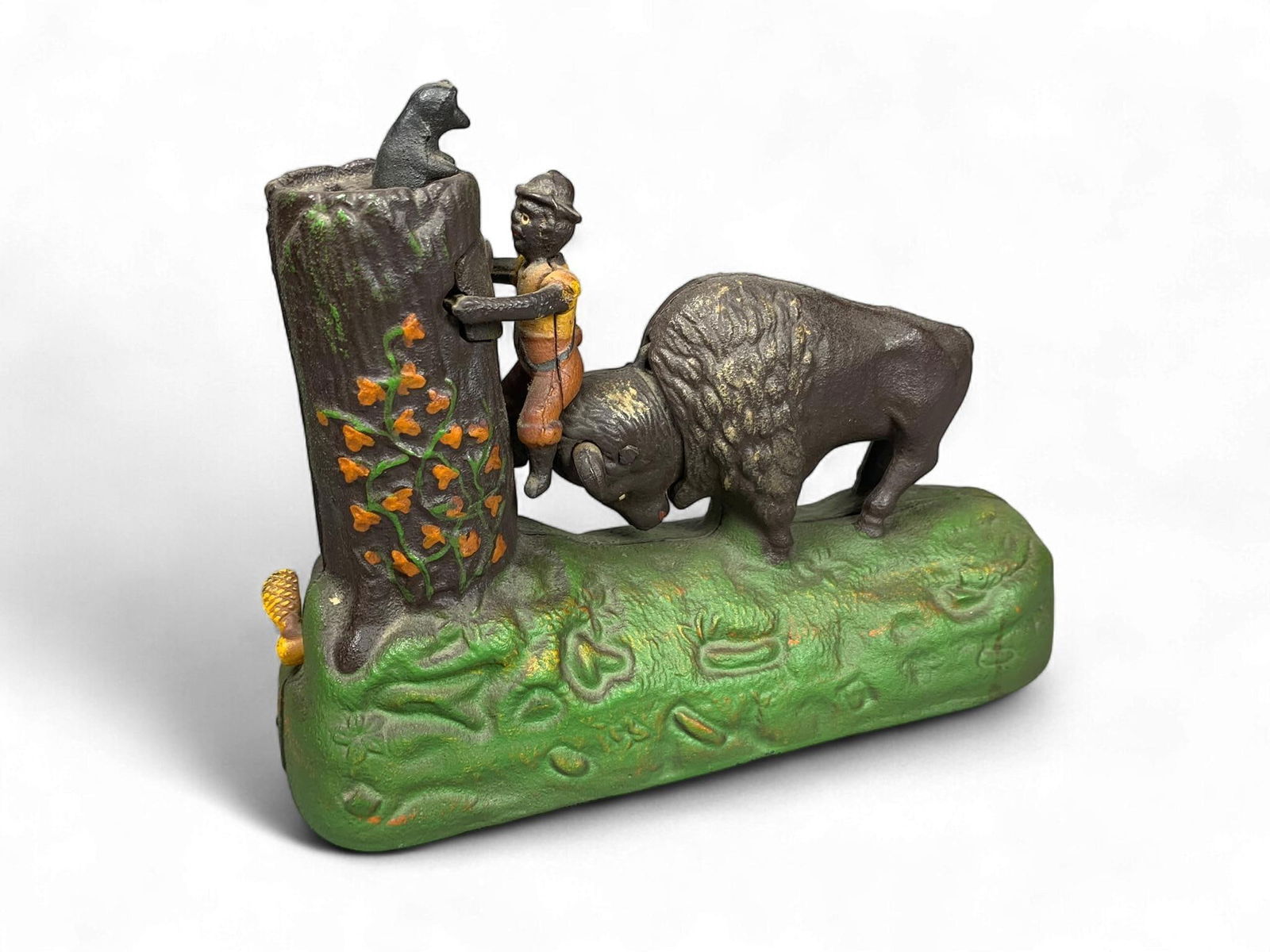 A 'Book of Knowledge' 'Butting Buffalo' Cast Iron Mechanical Bank Reproduction (1 of 3)