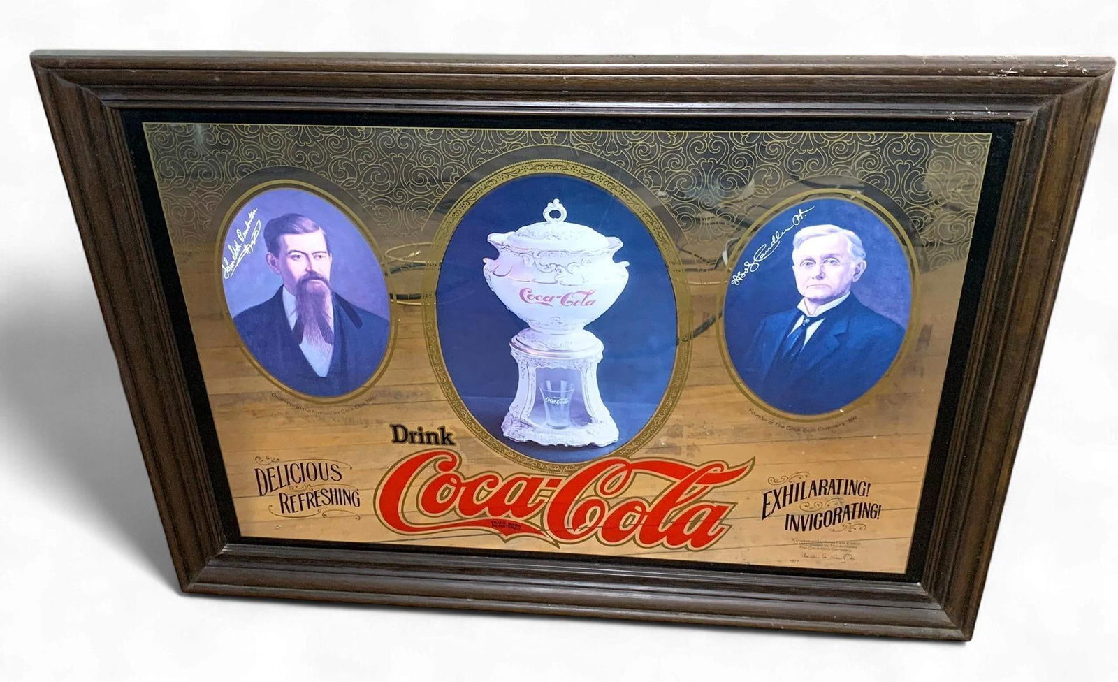 Vintage 1977 Limited Edition Coca-Cola Commemorative Mirror, featuring Pemberton and Candler (1 of 8)