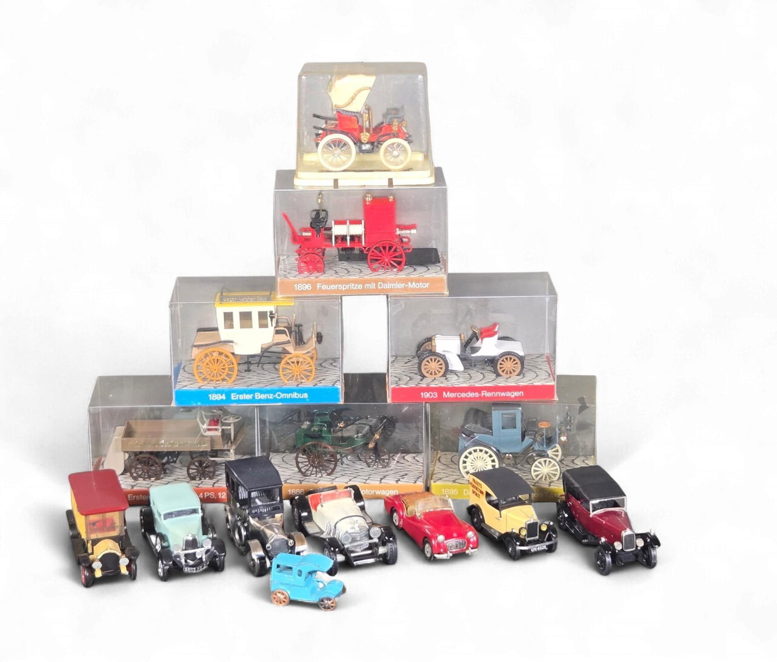 A Collection of Vintage Miniature diecast and Plastic Model Vehicles, including Daimler-Benz, Norev, (1 of 20)
