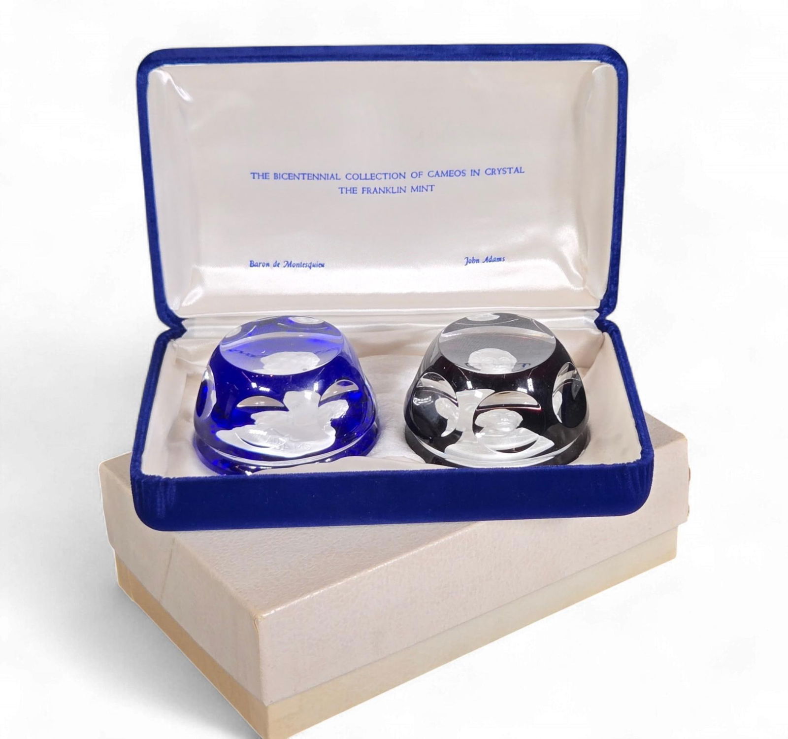 A Group of Franklin Mint Bicentennial Collection Cameos in Crystal, Baron de Montesquieu and John Ad (1 of 6)