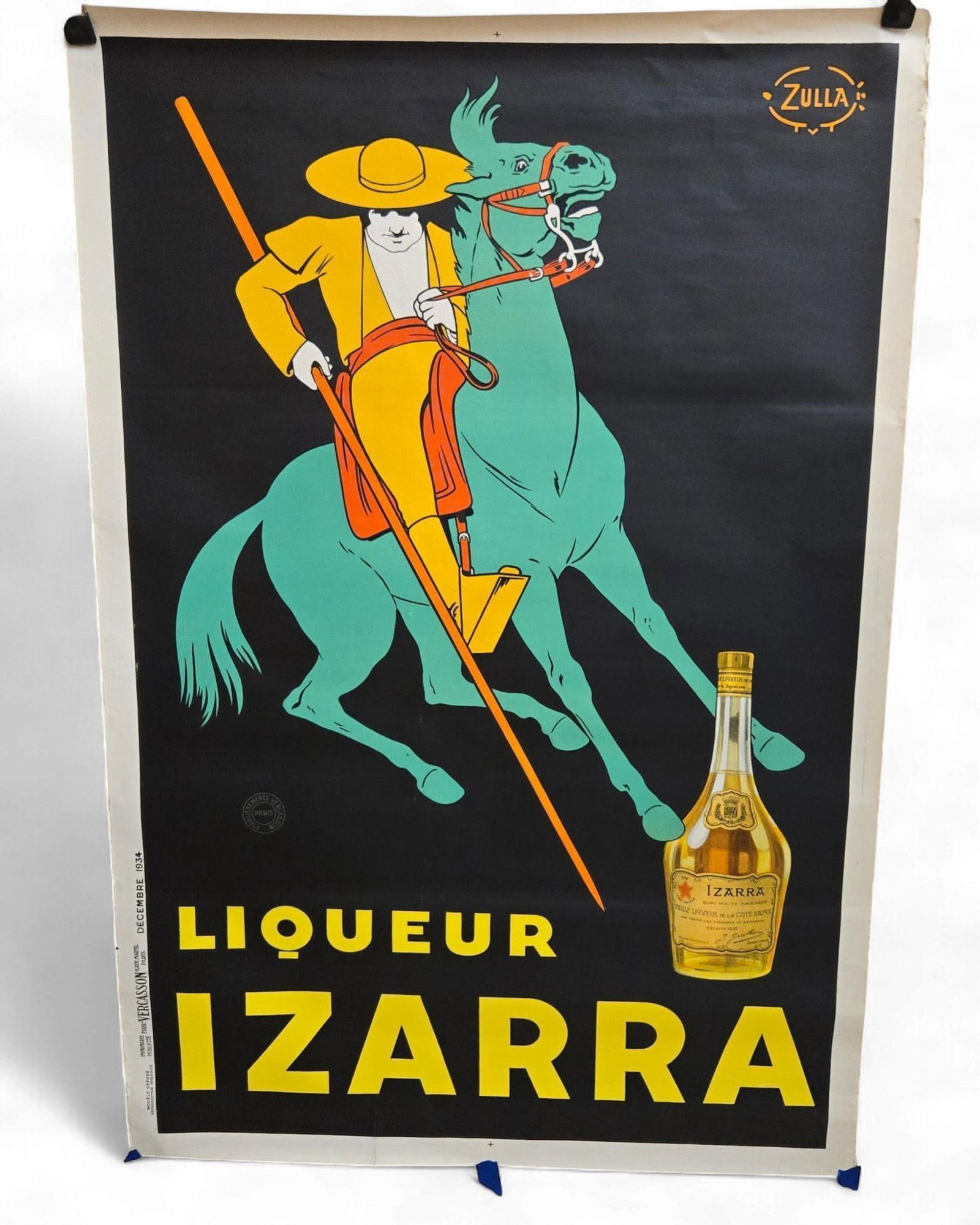 A French Art Deco Advertising Poster for Liqueur Izarra, 'Joute Equestre', dated December 1934 (1 of 5)