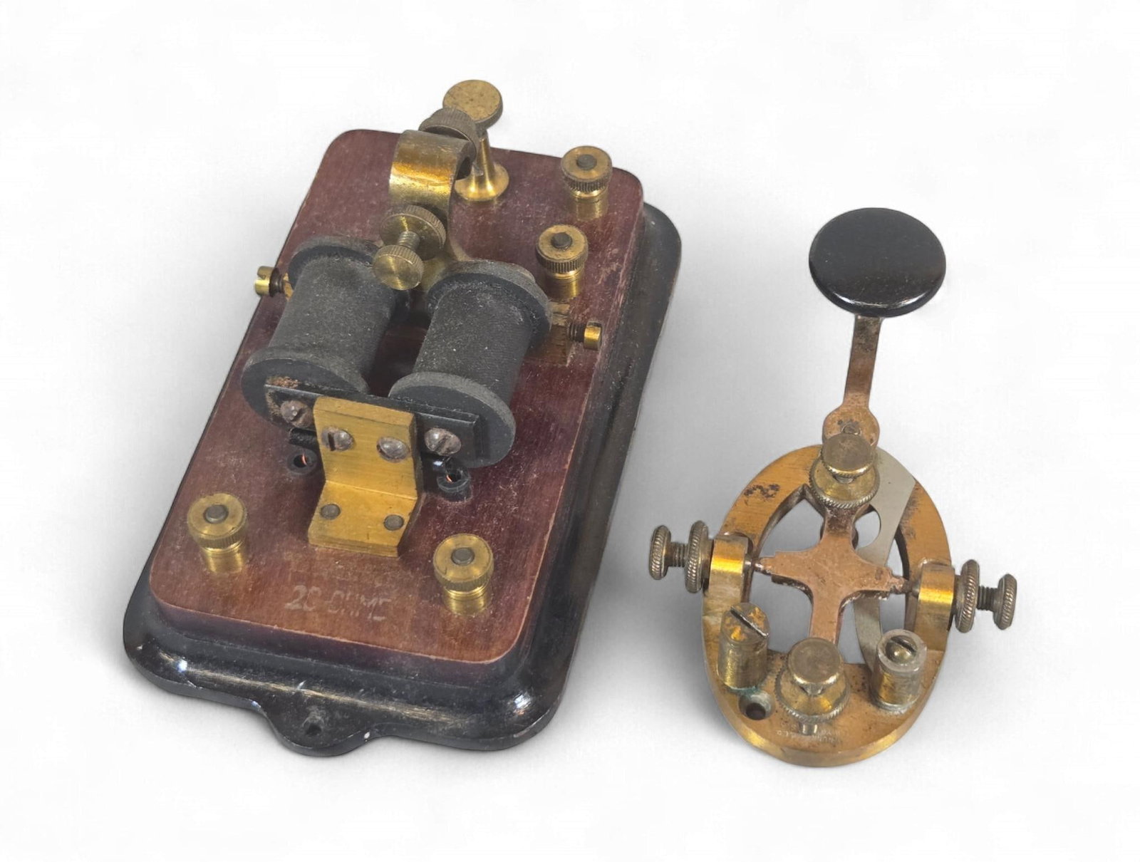 A Group of Antique Telegraph Components: A 20 Ohm Relay and a Morse Code Key (1 of 9)