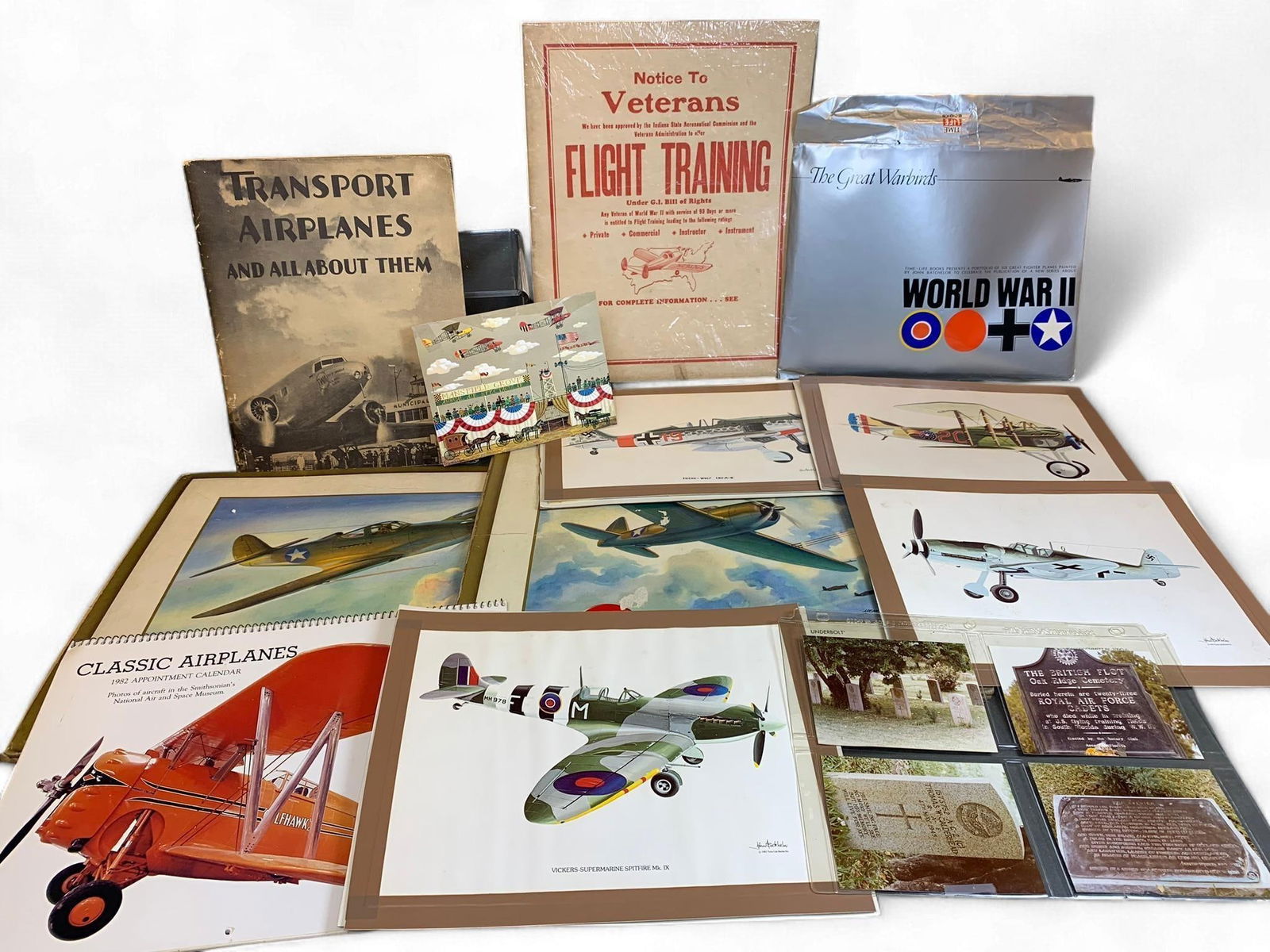 A Collection of Aviation Ephemera, including Post-WWII Flight Training Booklet and Warbird Prints (1 of 20)