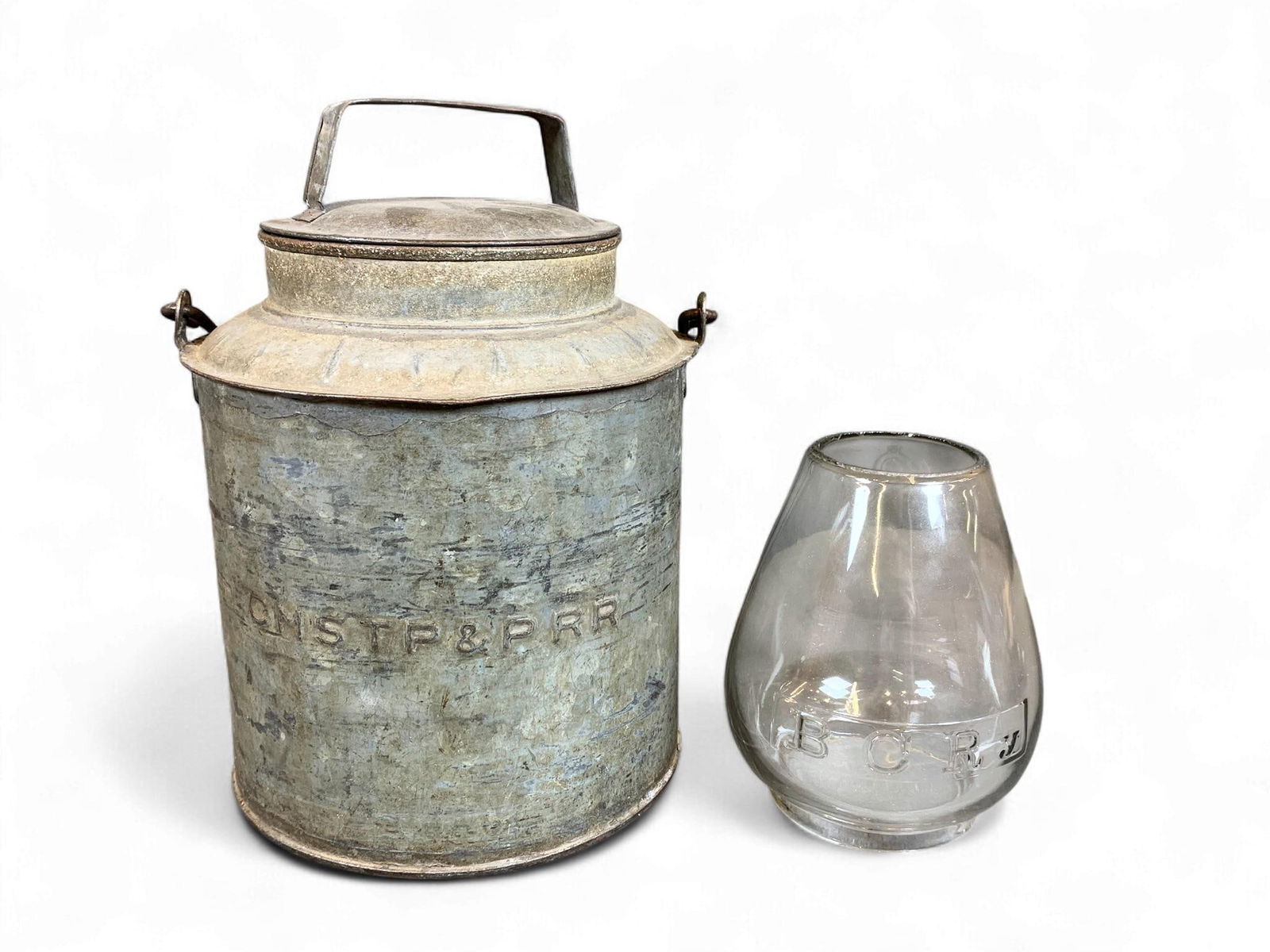 A Galvanized Railroad Can and a Clear Glass Vessel (1 of 10)