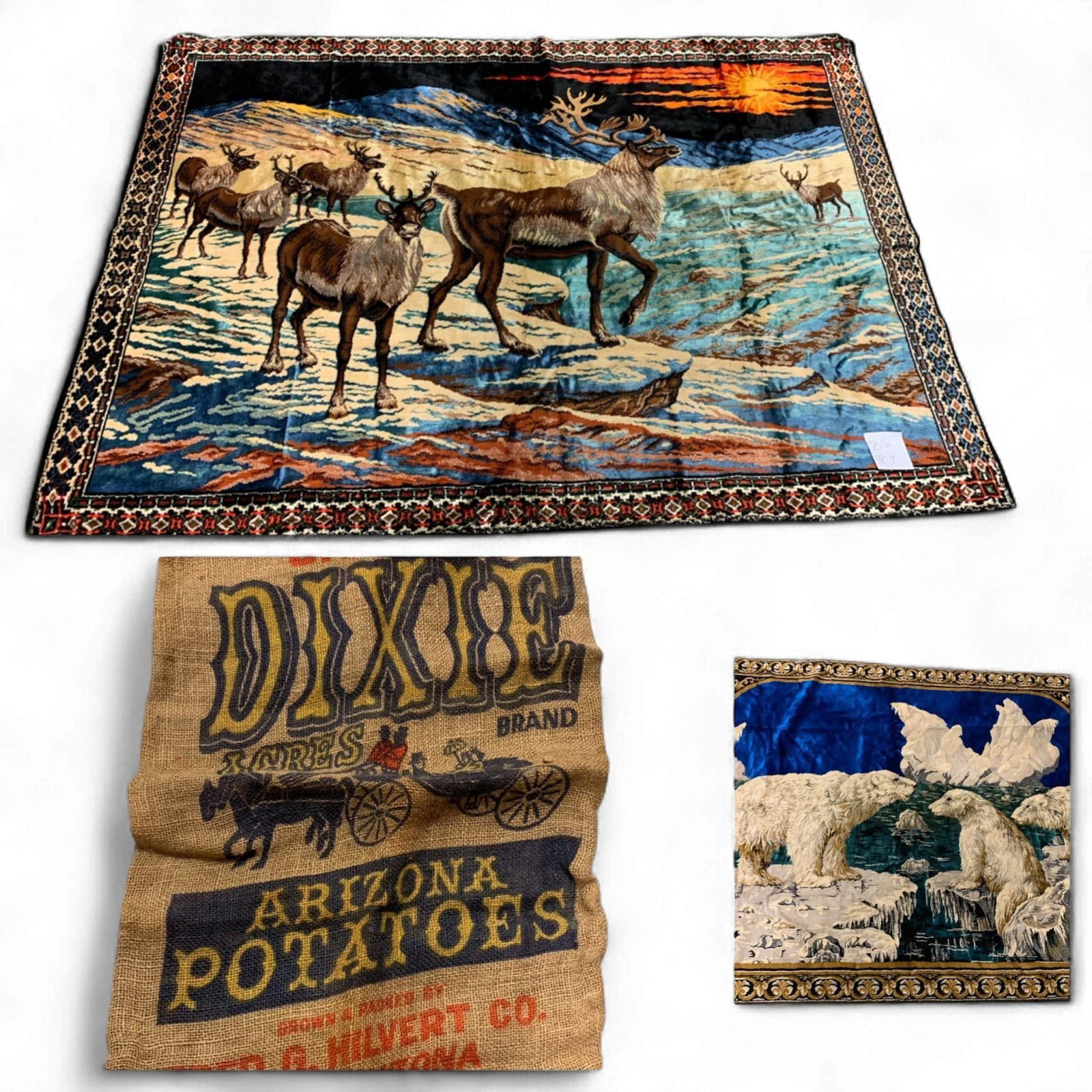 A Group of Italian Woven Tapestries and a Vintage Burlap Sack (1 of 13)