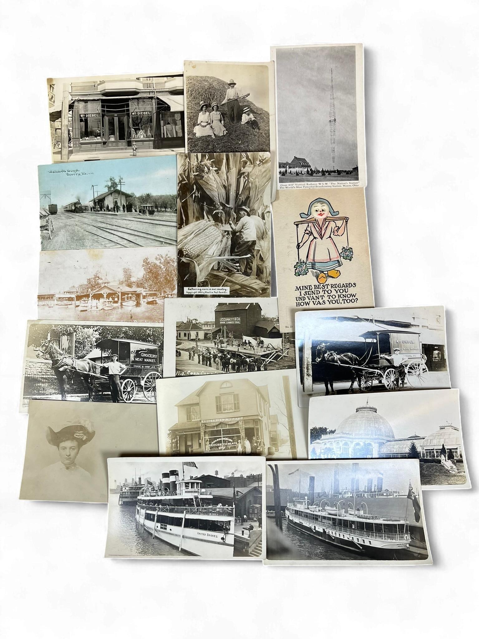 A Collection of Eighteen Vintage 1910s Real Photo Postcards (RPPCs) and Halftone Prints, Diverse Sce (1 of 15)