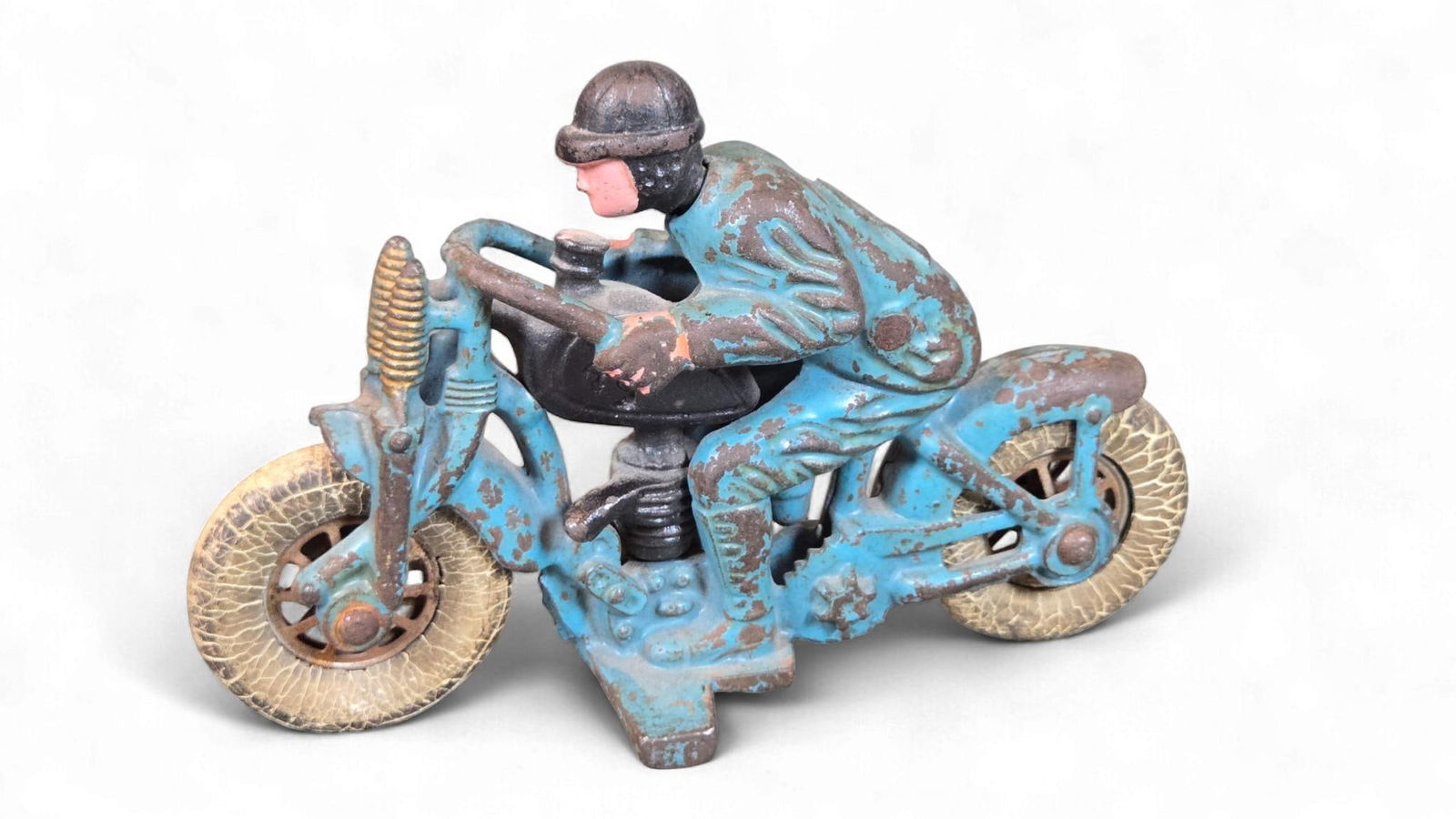 Hubley Cast Iron Hill Climber Motorcycle with Rider, No. 2, Harley-Davidson Type, c. 1930s (1 of 7)