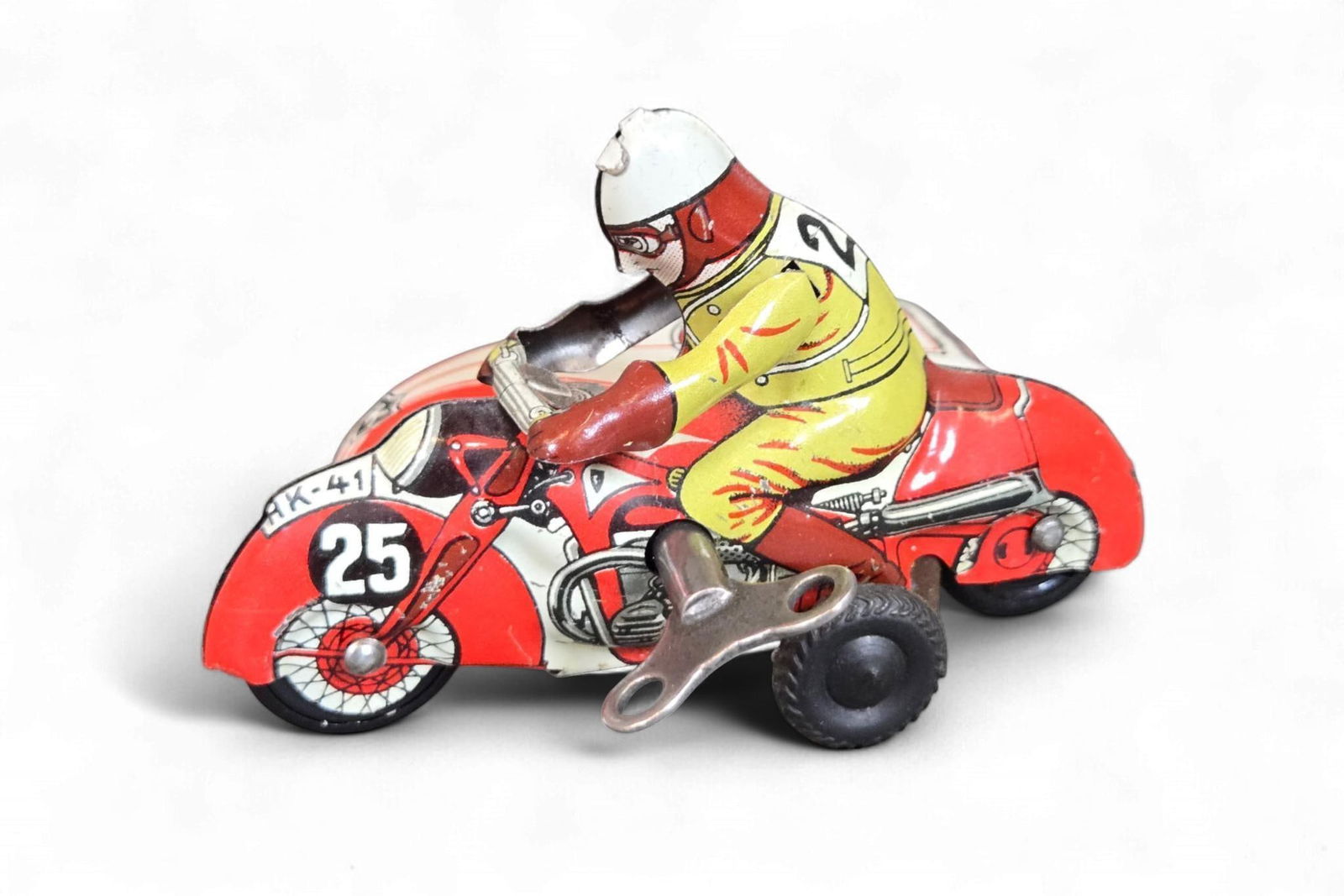 Huki HK-41 Tin Wind-Up Motorcycle with Sidecar, No. 25 (1 of 7)