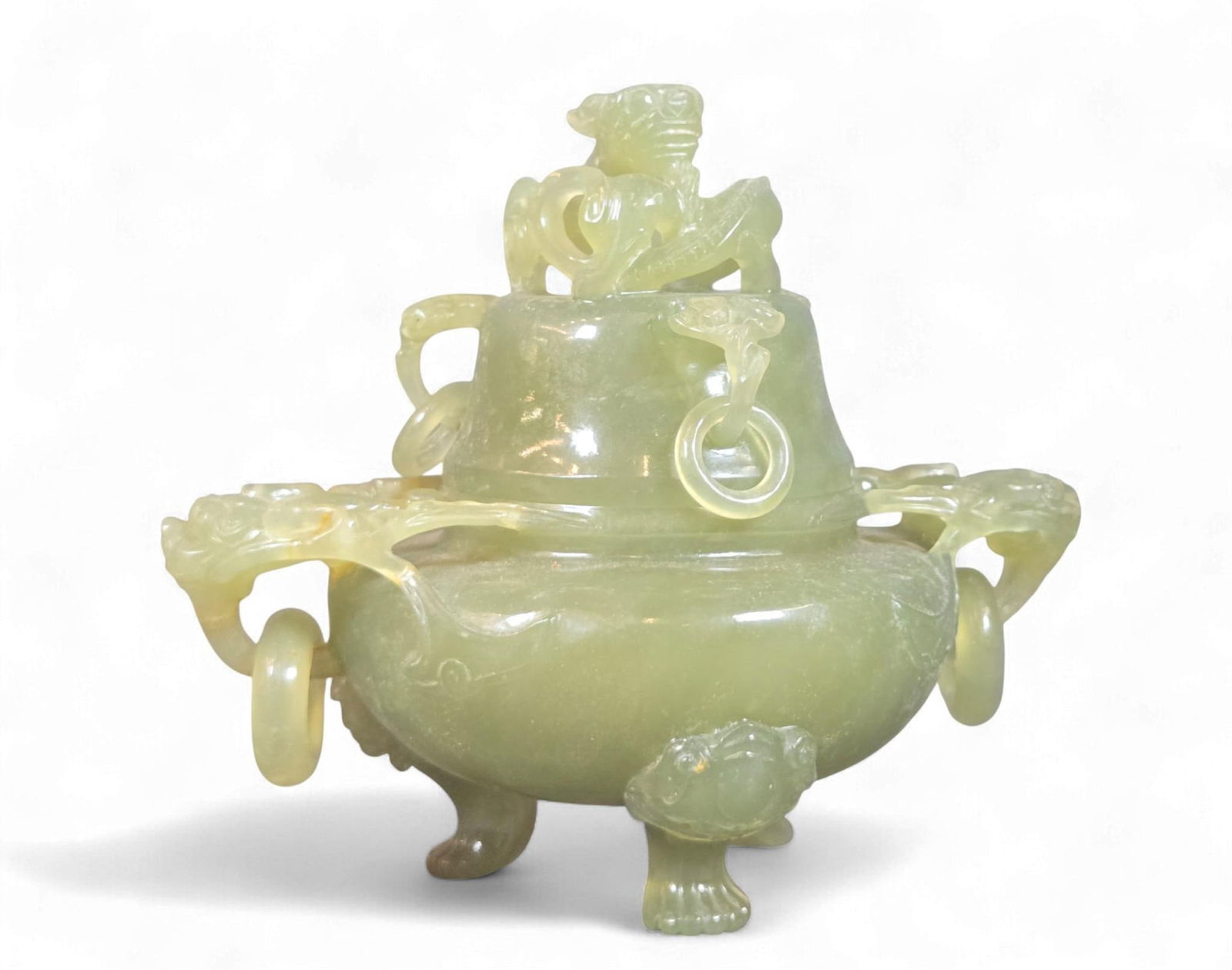 A 20th Century Chinese Carved Jade Dragon Lidded Incense Burner (1 of 17)