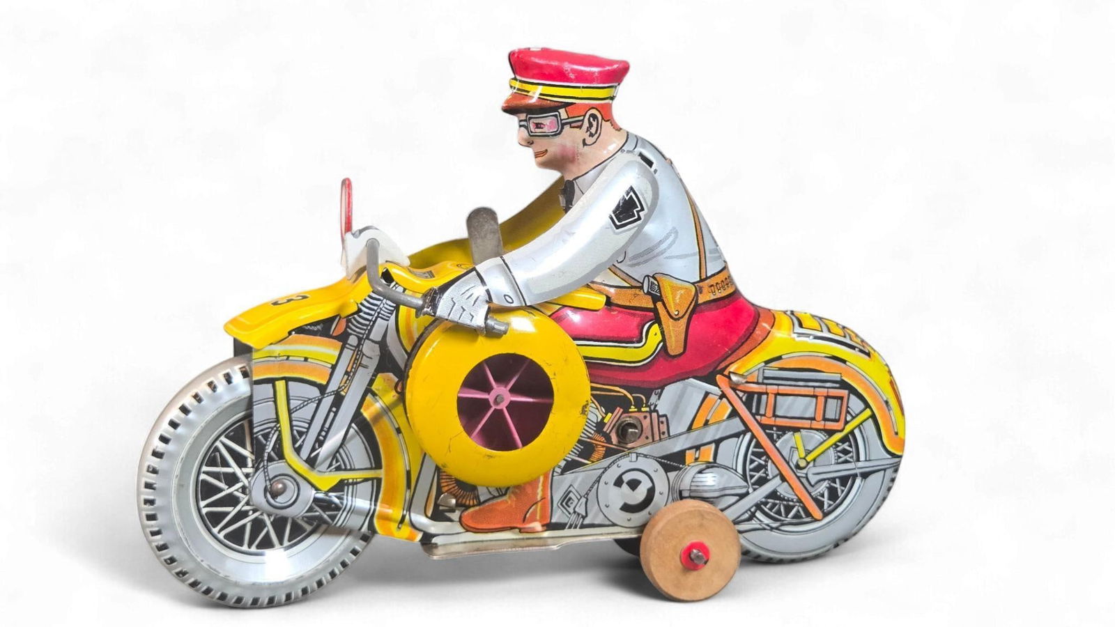 Vintage Marx Tin Lithographed Wind-Up Motorcycle Cop Toy (1 of 7)