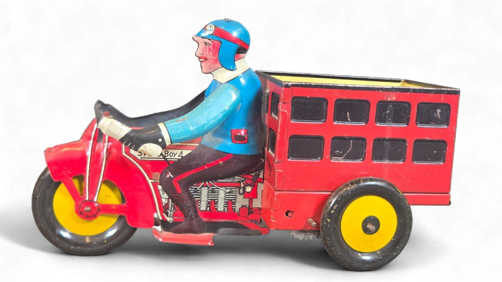 Marx Tin Wind-Up Speed Boy 4 Delivery Motorcycle (1 of 7)