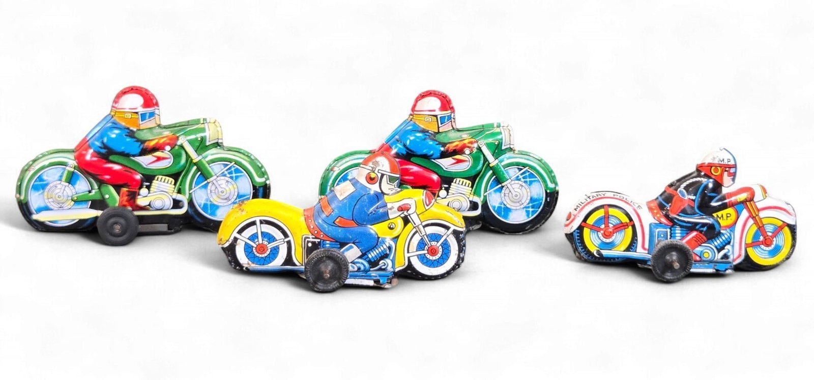 A Group of Vintage Japanese Tin Friction Toy Motorcycles (1 of 14)