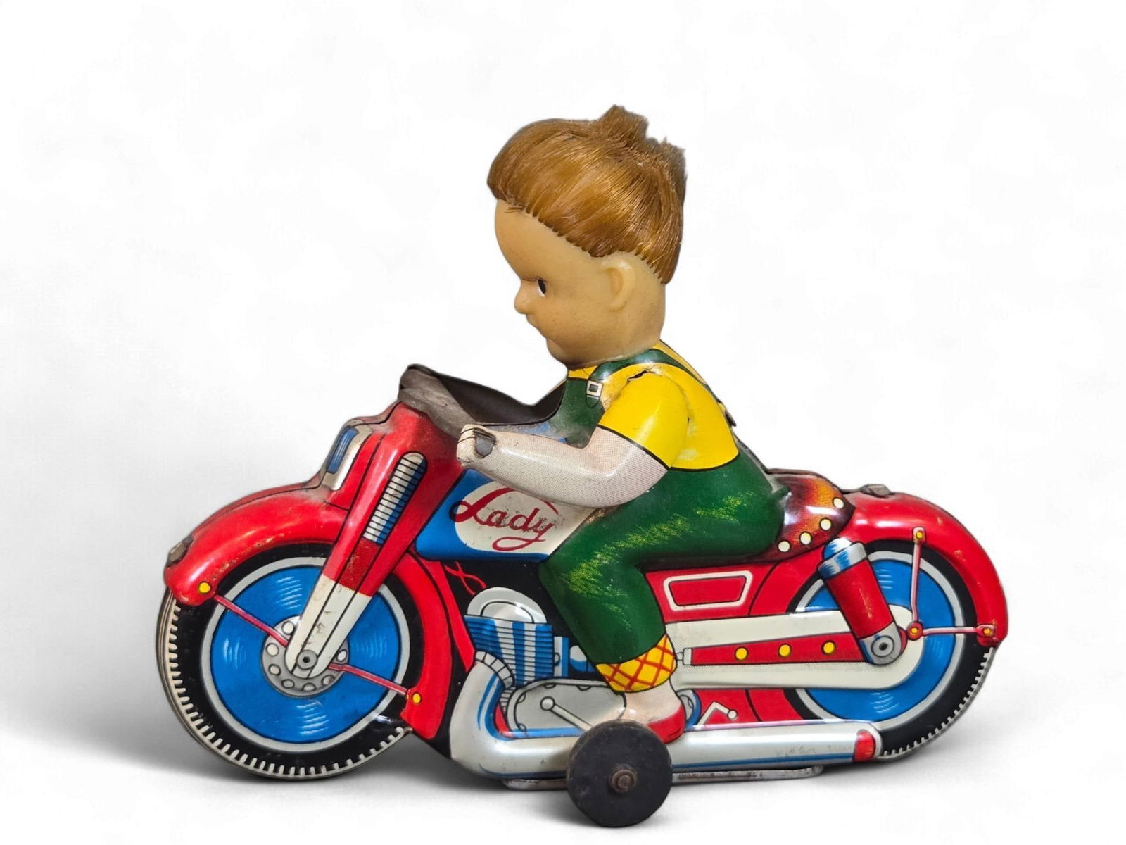 HAJI Vintage Japanese Tin Lithographed Wind-Up Motorcycle Toy (1 of 7)