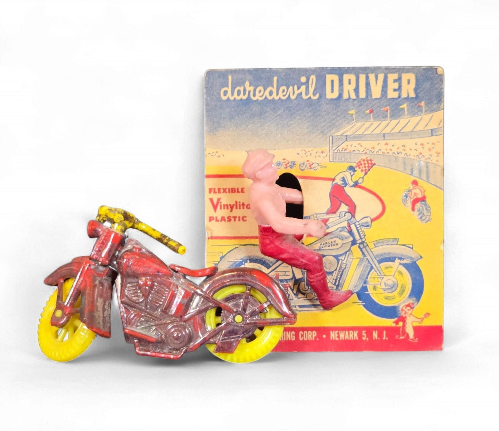 A Thomas Toy "Daredevil Driver" Harley-Davidson Motorcycle with Rider Figure, No. 92 (1 of 5)